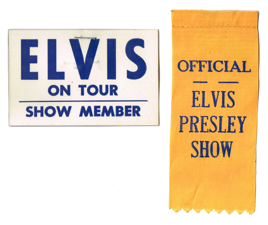 Elvis: Collection of ephemera including show member badges and sympathy cards, 1968-77. at Whyte's Auctions