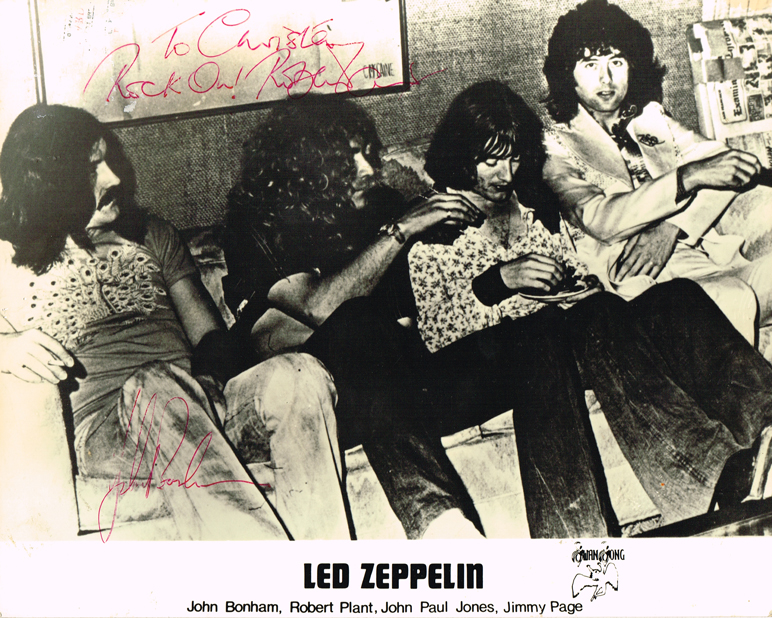 Led Zeppelin: Robert Plant and John Bonham autographs on a band photograph at Whyte's Auctions