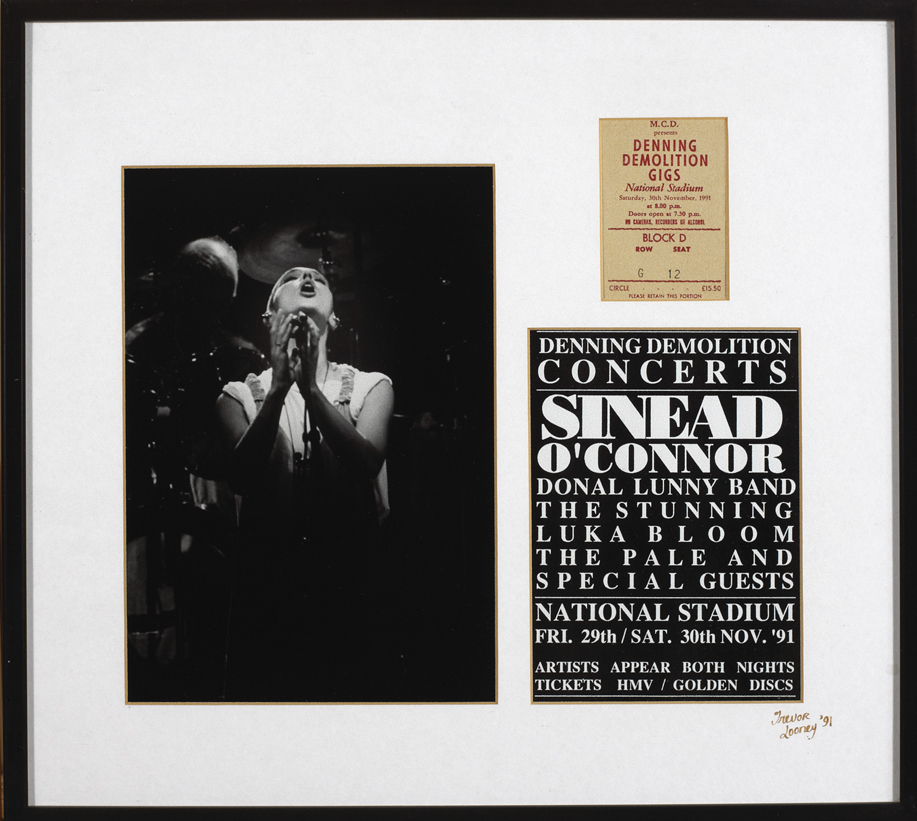 Sinead O'Connor: Denning Demolition Gigs performance photographs by Trevor Looney 30 November 1991 at Whyte's Auctions