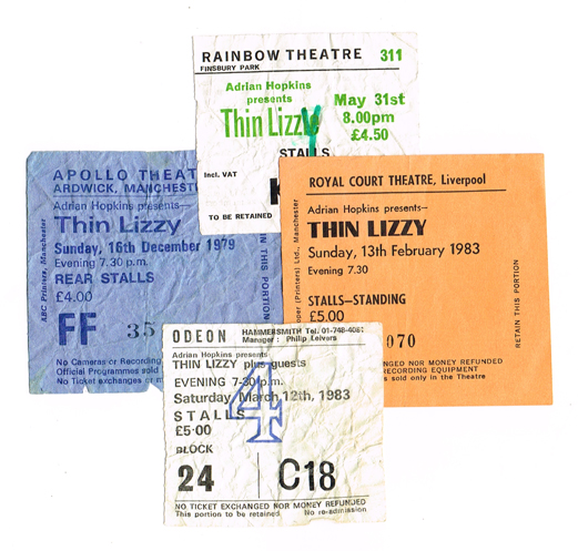 Thin Lizzy: Collection of assorted concert tickets, 1978-83 at Whyte's Auctions