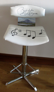 Autographed and decorated chair: Daniel ODonnell - Artwork by Pat Goff at Whyte's Auctions