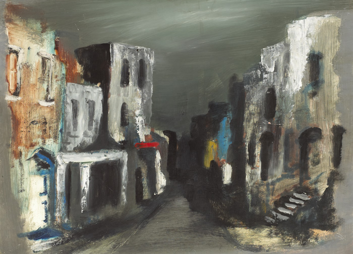 ECHOES", DUBLIN STREET SCENE, c.1960" by S�amus � Colm�in (1925-1990) at Whyte's Auctions