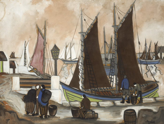 KILKEEL HARBOUR WITH BOATS, COUNTY DOWN by Markey Robinson (1918-1999) at Whyte's Auctions