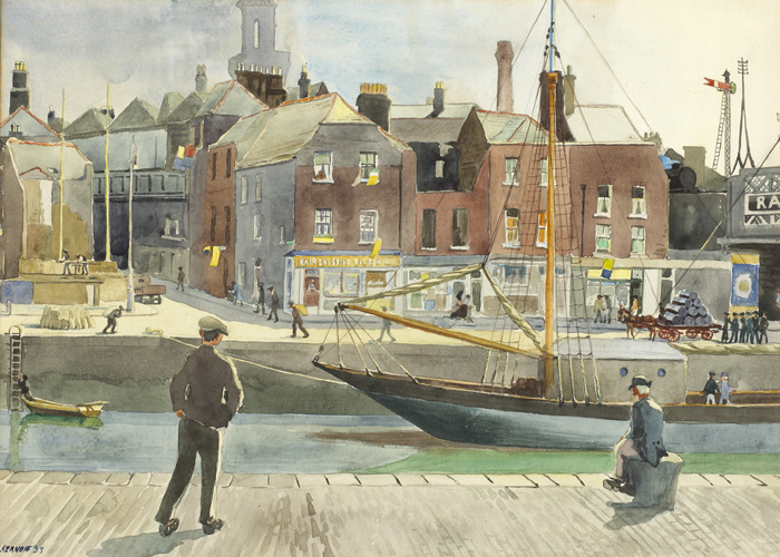 FROM THE CUSTOM HOUSE STEPS, DUBLIN, 1933 by Harry Kernoff sold for �8,200 at Whyte's Auctions