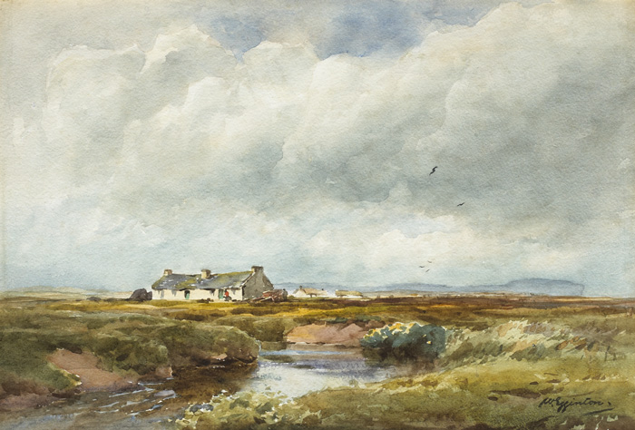 COTTAGES ON THE BOG by Wycliffe Egginton RI RWS (1875-1951) RI RWS (1875-1951) at Whyte's Auctions