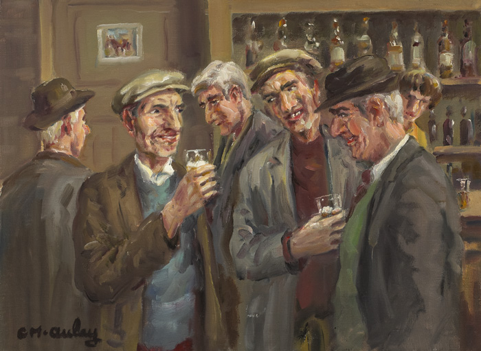 MEN DRINKING IN A PUB by Charles J. McAuley RUA ARSA (1910-1999) at Whyte's Auctions