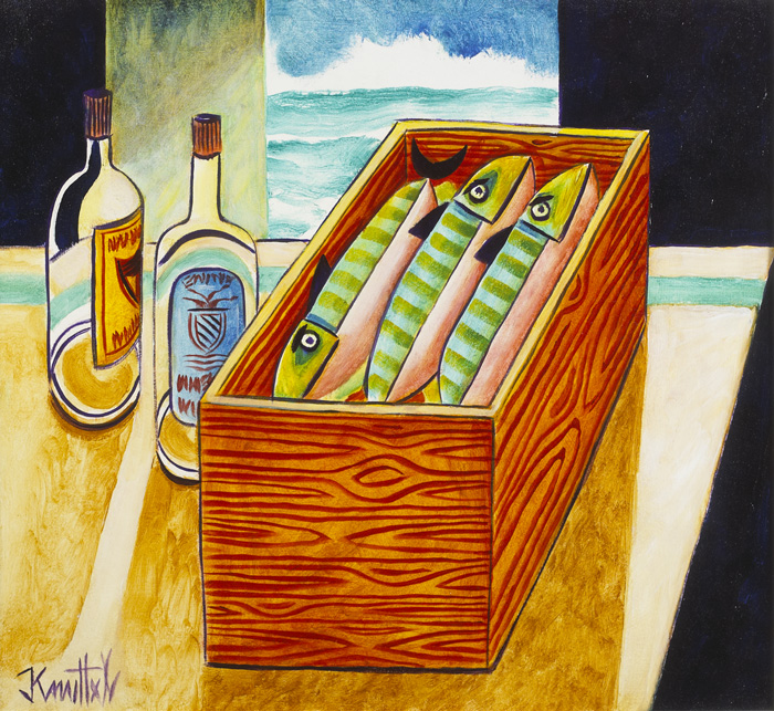 STILL LIFE WITH BOTTLES AND FISH by Graham Knuttel (b.1954) (b.1954) at Whyte's Auctions