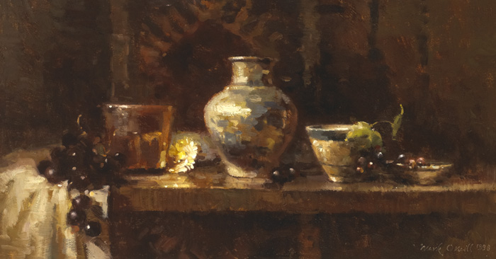 STILL LIFE WITH CHINESE BOWL AND GRAPES, 1998 by Mark O'Neill (b.1963) at Whyte's Auctions