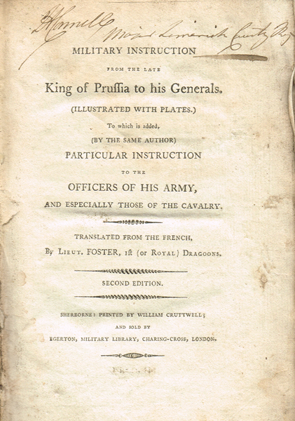 1797: Prussian military instruction book used by Limerick Militia at Whyte's Auctions