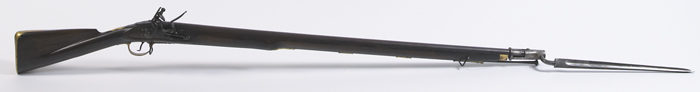 circa: 1800 Dublin Castle Brown Bess Musket with bayonet at Whyte's Auctions