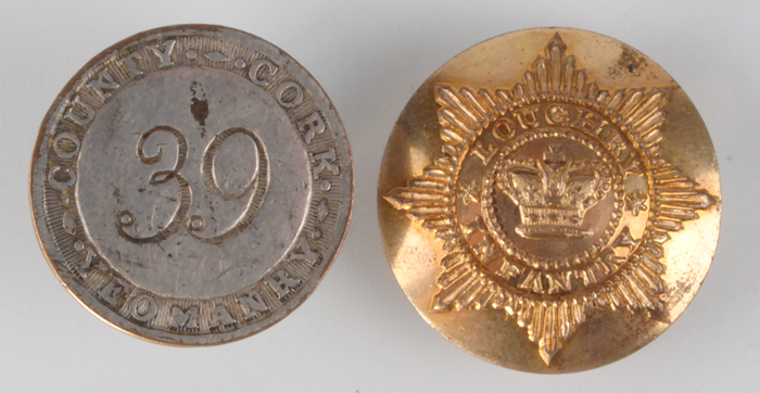 19th Century: Loughry Infantry and County Cork Yeomanry buttons at Whyte's Auctions