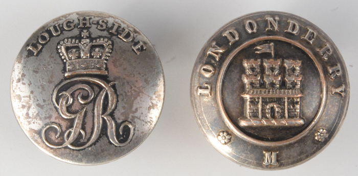 19th Century: Loughside and Londonderry Militia buttons at Whyte's Auctions