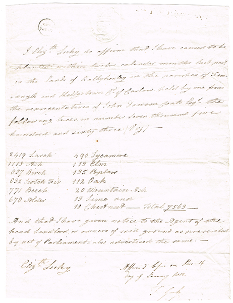 1811-20: Carlow notices for the registration of planting trees at Whyte's Auctions