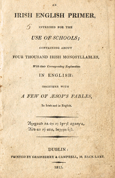 1815: 'An Irish English Primer Intended for the Use of Schools...' at Whyte's Auctions