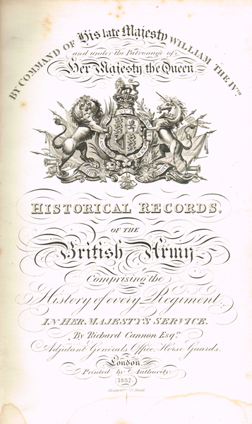 1843: Historical Record of the Sixth, or the Inniskilling Regiment of Dragoons at Whyte's Auctions
