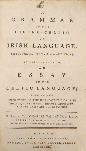 Charles Vallancey 'A Grammar of the Iberno-Celtic, or Irish Language...' at Whyte's Auctions