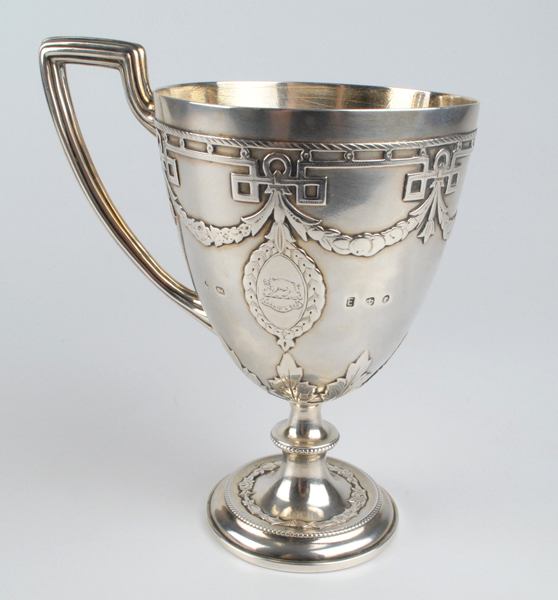 1872-73: Silver cheerot holder and cup with the arms of The Knight of Glin at Whyte's Auctions
