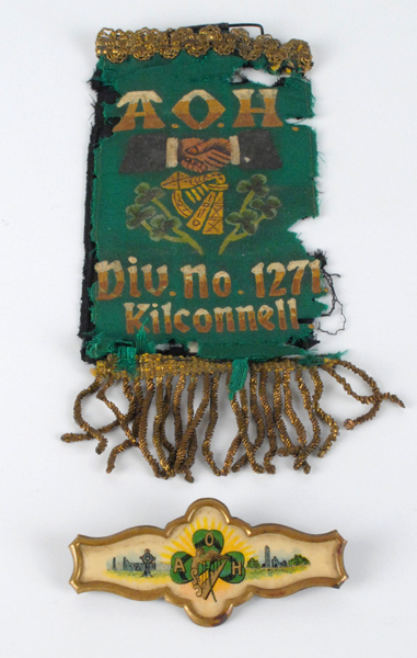 19th Century: Ancient Order of Hibernians badges and postcard at Whyte's Auctions