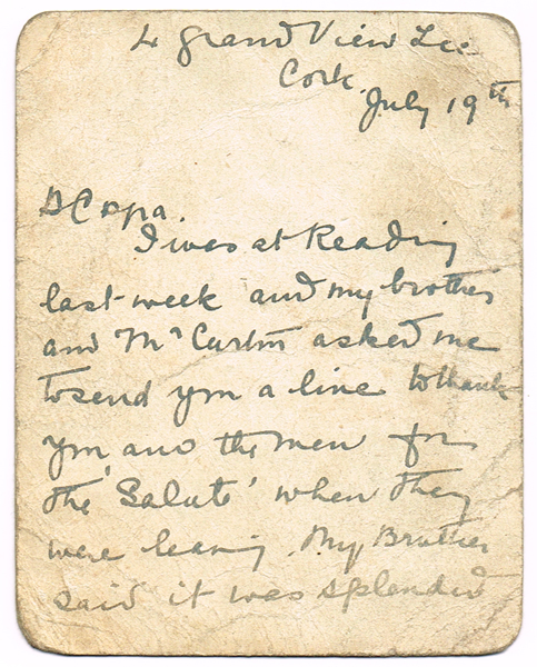 1916 (19 July) Mary MacSwiney letter regarding her brother at Reading Gaol at Whyte's Auctions