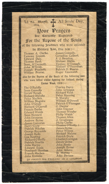 1916: All Souls Day In Memoriam Card for the dead of the Rising at Whyte's Auctions