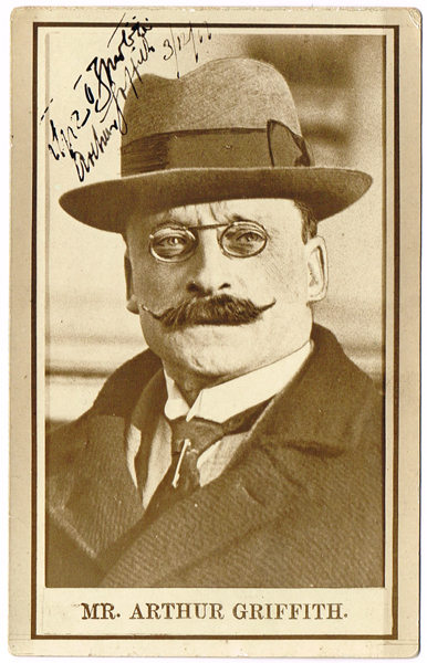 1921: Dil ireann admission ticket and postcard signed by Arthur Griffith at Whyte's Auctions