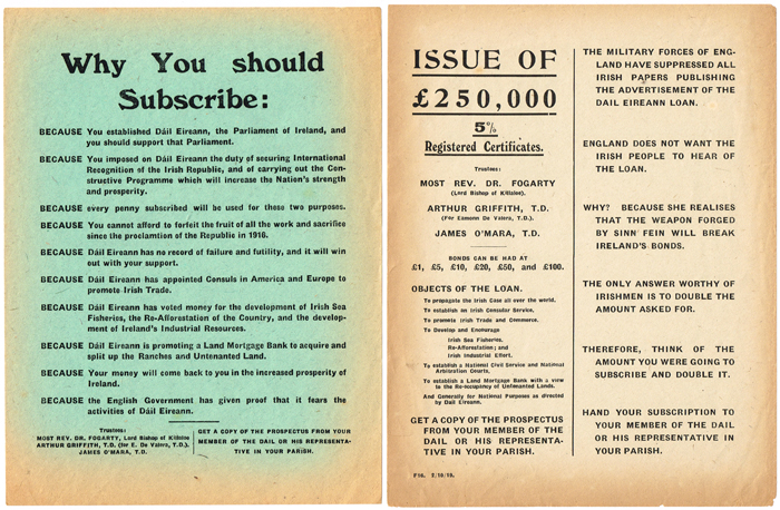 1919: Dil ireann National Loan handbills and letter at Whyte's Auctions