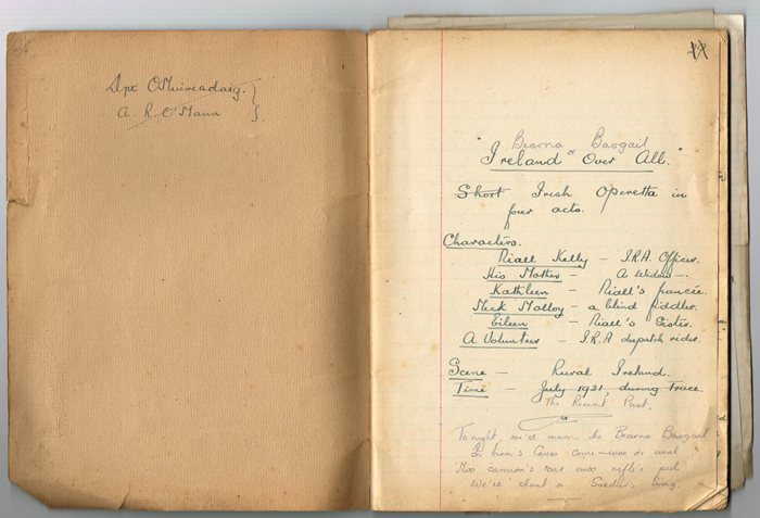1922: Original Rory O'Moore handwritten manuscript for 'Ireland Over All' at Whyte's Auctions