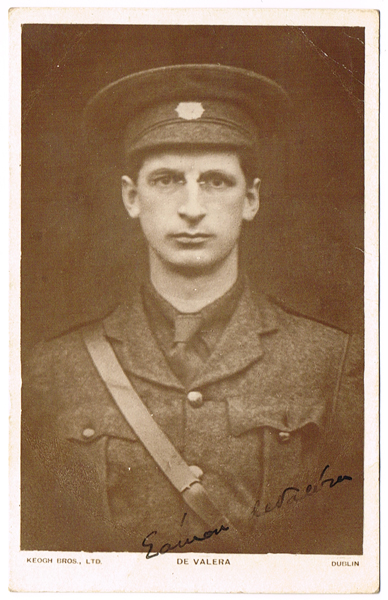 circa 1918: Early amon de Valera signed portrait postcard at Whyte's Auctions
