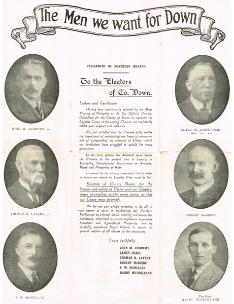 1921 (May 24) Ulster Elections 'Craig v de Valera' handbill and pamphlet at Whyte's Auctions