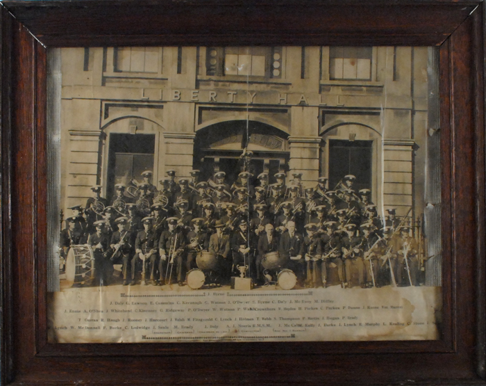 circa 1930: Liberty Hall Trade Union band named photograph at Whyte's Auctions