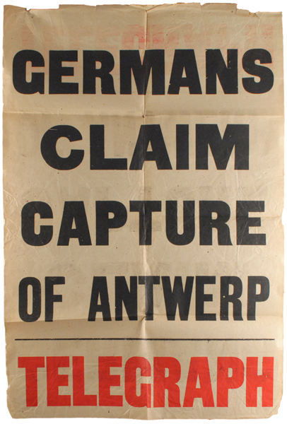 1940 Belfast Telegraph Poster Germans Capture Antwerp" and Stars & Stripes, Vol. 1. No. 1." at Whyte's Auctions