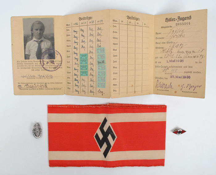 1936-39: Hitler Youth membership card and armband at Whyte's Auctions