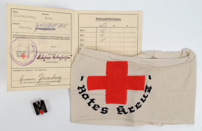 1938: Third Reich Red Cross collection including armband and membership card at Whyte's Auctions
