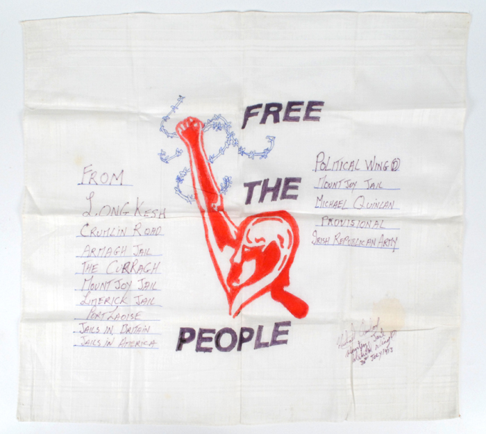 1973 (30 July) Political Wing, Mountjoy Jail prisoner art scarf at Whyte's Auctions