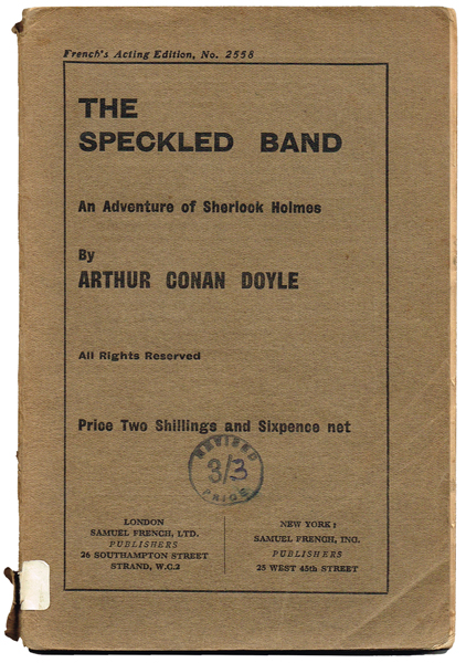 Arthur Conan Doyle 'The Speckled Band, An Adventure of Sherlock Holmes' at Whyte's Auctions