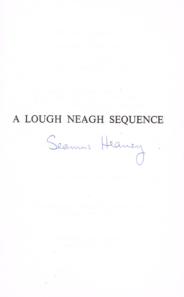 Seamus Heaney, A Lough Neagh Sequence signed by the author at Whyte's Auctions