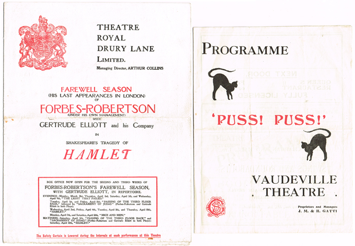 1910-30: Collection of mixed British theatre programmes at Whyte's Auctions