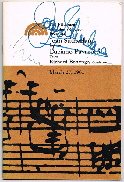 1981 (27 March) Concert Programme signed by Pavarotti and Joan Sutherland. at Whyte's Auctions