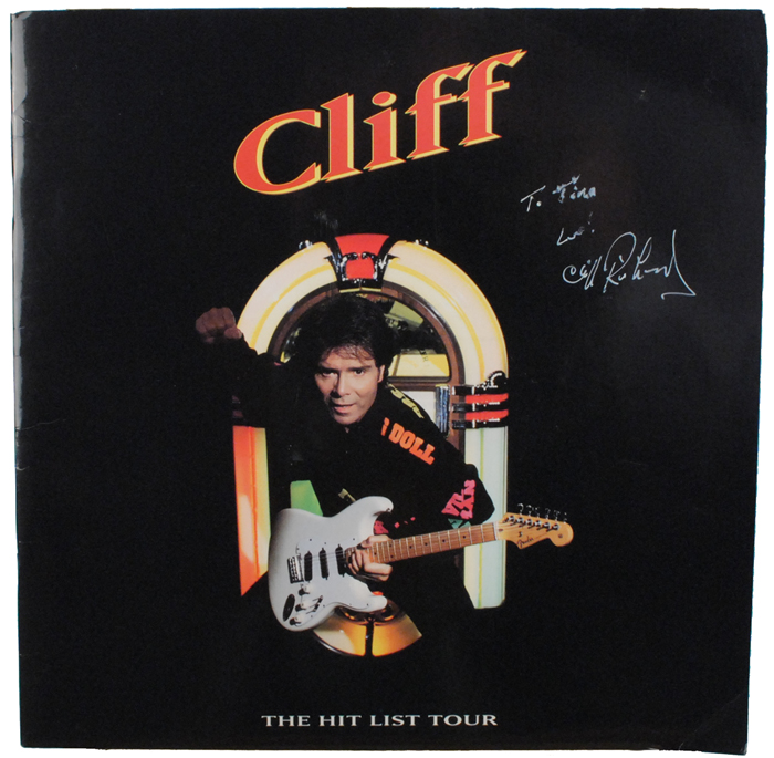 Cliff Richard Hit List Tour signed programme at Whyte's Auctions