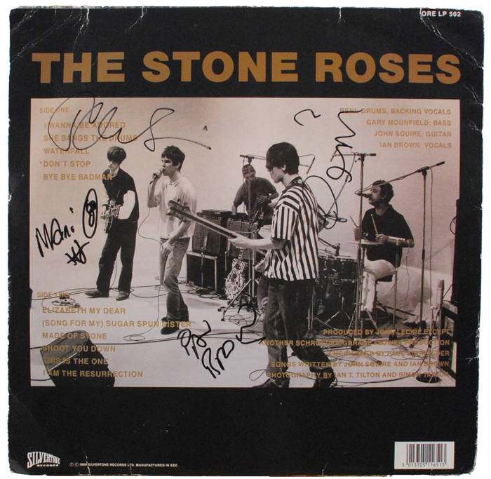 The Stones Roses vinyl album and Hot Press issues signed at Whyte's Auctions