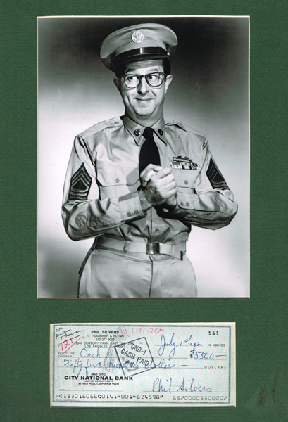 Phil Silvers: 1 July 1982 signed cheque at Whyte's Auctions