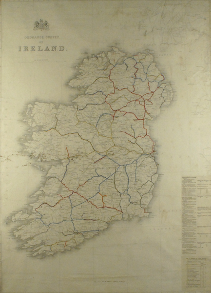 circa 1900: Ordnance Survey map of Ireland showing railways at Whyte's Auctions