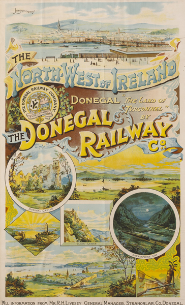 circa 1910: 'The land of Tyrconnell by The Donegal Railway Co.' poster at Whyte's Auctions