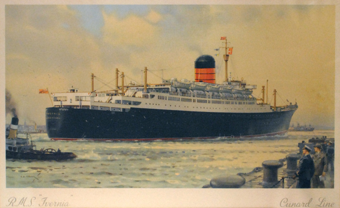 circa 1930: RMS Ivernia Cunard Line print by C. E. Turner at Whyte's Auctions