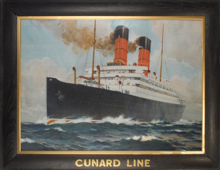 circa 1930: Cunard Line frame with print at Whyte's Auctions