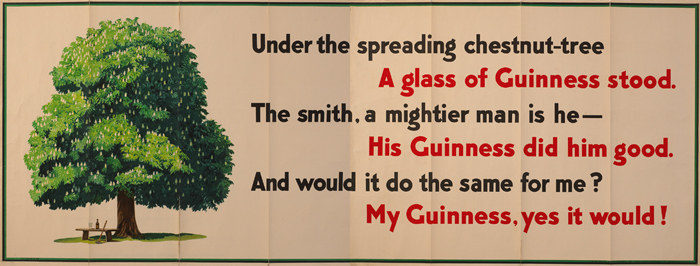 circa 1960: Under the spreading chestnut-tree..." Guinness billboard poster" at Whyte's Auctions
