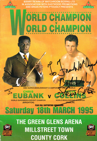 Boxing 1995 Steve Collins v Chris Eubank World Championship signed programme at Whyte's Auctions