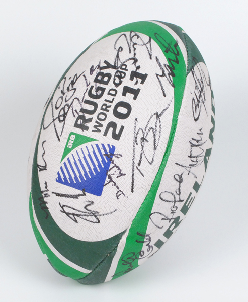 Rugby: 2011 Irish Rugby World Cup team signed ball at Whyte's Auctions