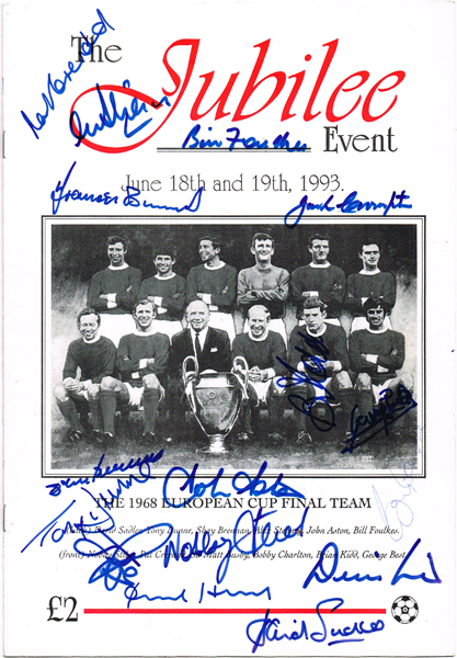 Soccer Manchester United 1968 European Cup Winners autographs at Whyte's Auctions