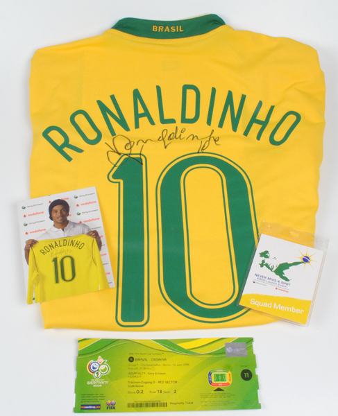 Soccer: World Cup 2006 Brazil presentation jersey signed by Ronaldinho at Whyte's Auctions